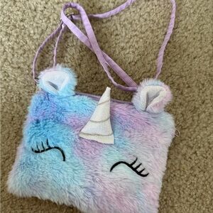Unicorn Plush Crossbody Bag for Kids - Purple and Blue